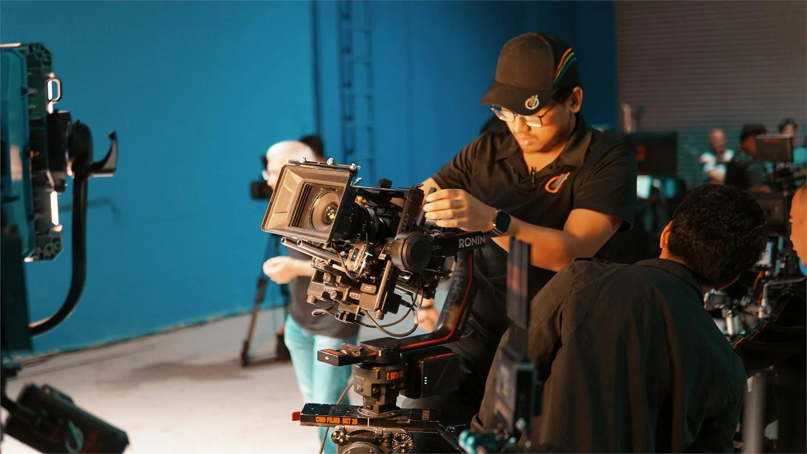 Netflix VOID AI concept with a professional film crew and camera setup in a studio