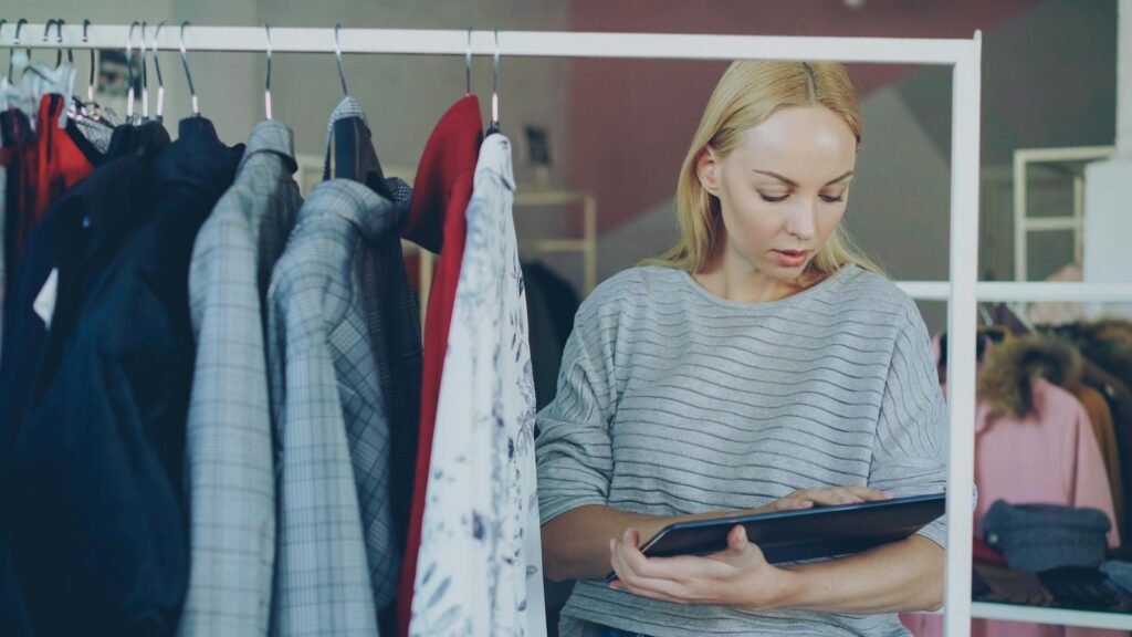 Multimodal AI retail use case shown through a store employee using a tablet for inventory