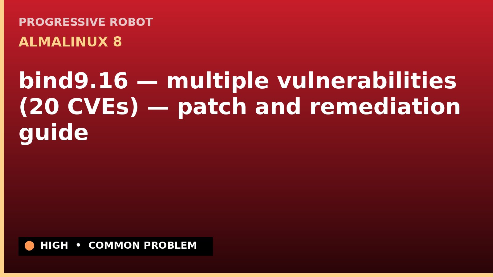 AlmaLinux 8 — bind9.16 — multiple vulnerabilities (20 CVEs) — patch and remediation guide — diagnosis and fix on AlmaLinux 8