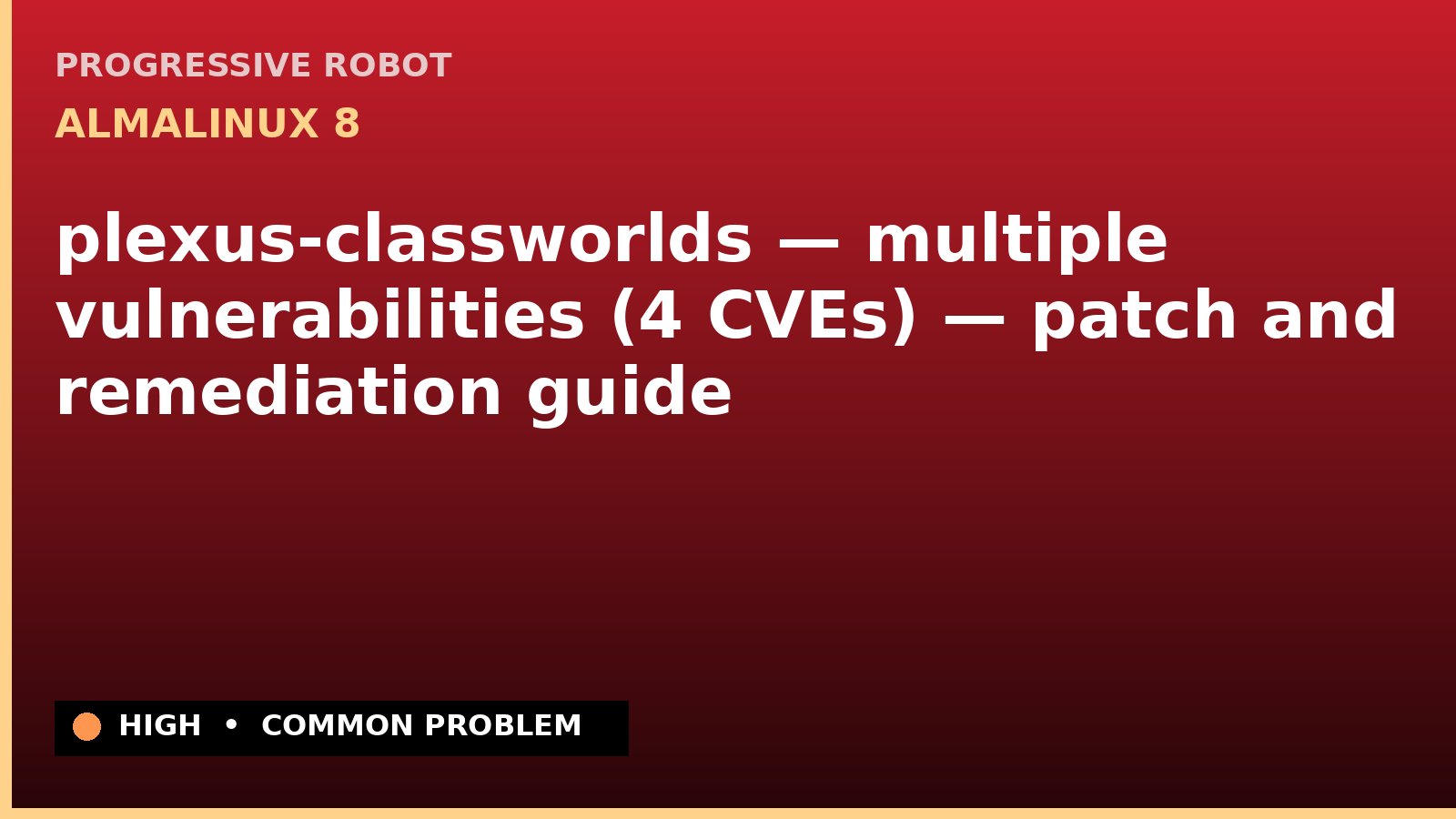 AlmaLinux 8 — plexus-classworlds — multiple vulnerabilities (4 CVEs) — patch and remediation guide — diagnosis and fix on AlmaLinux 8