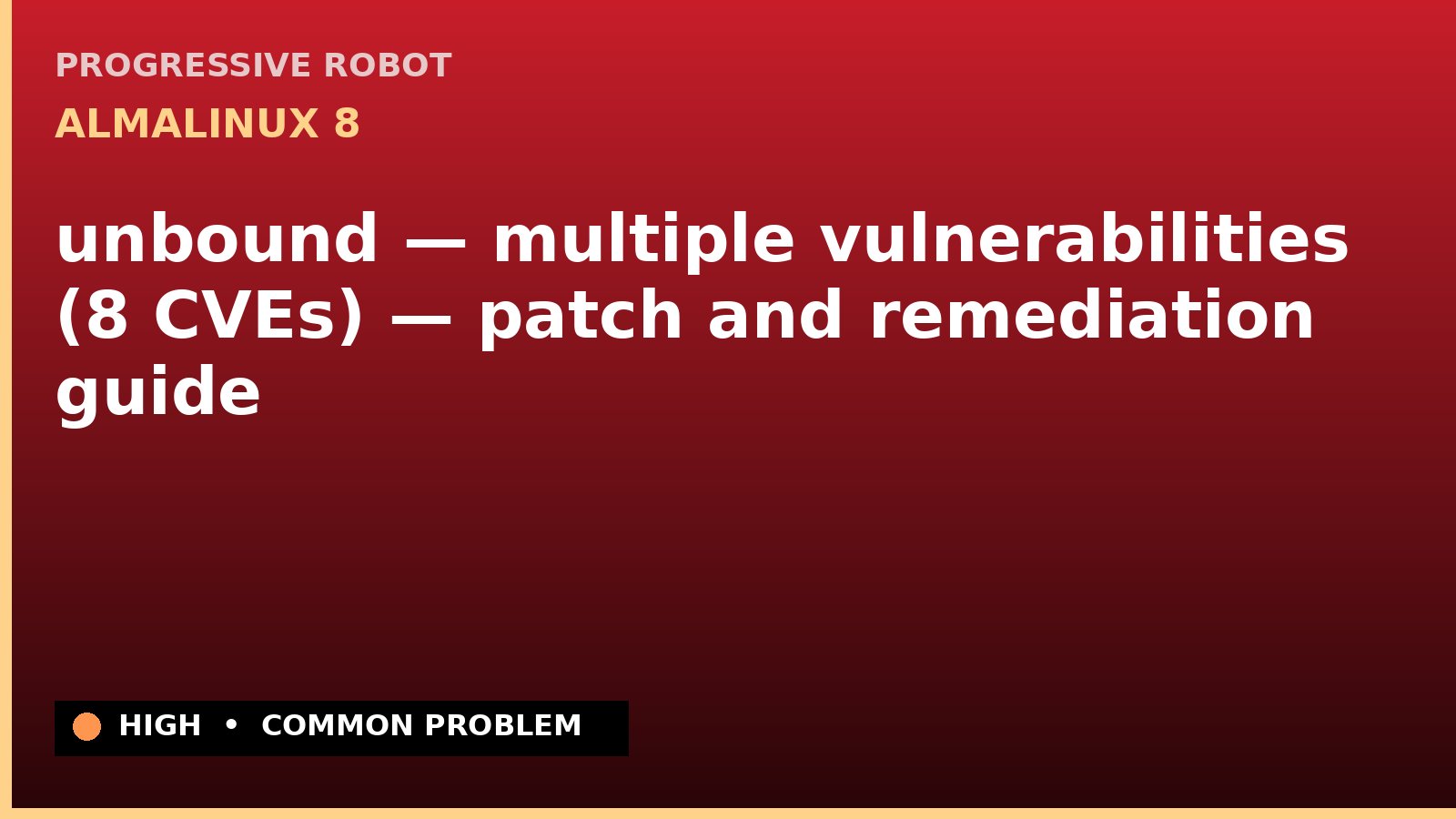 AlmaLinux 8 — unbound — multiple vulnerabilities (8 CVEs) — patch and remediation guide — diagnosis and fix on AlmaLinux 8