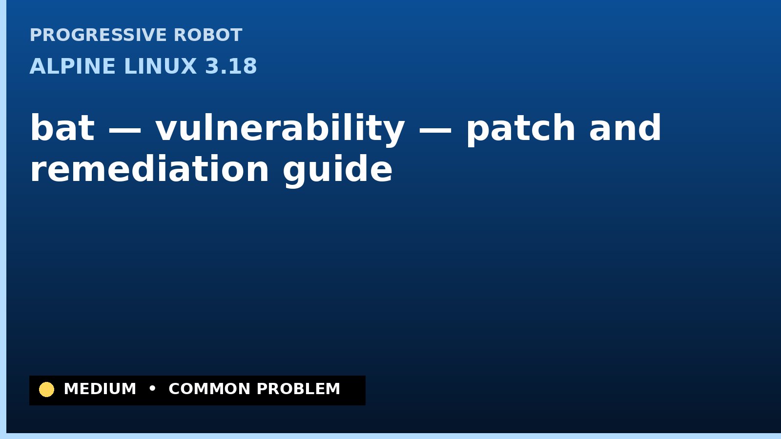 Alpine Linux 3.18 — bat — vulnerability — patch and remediation guide — diagnosis and fix on Alpine Linux 3.18