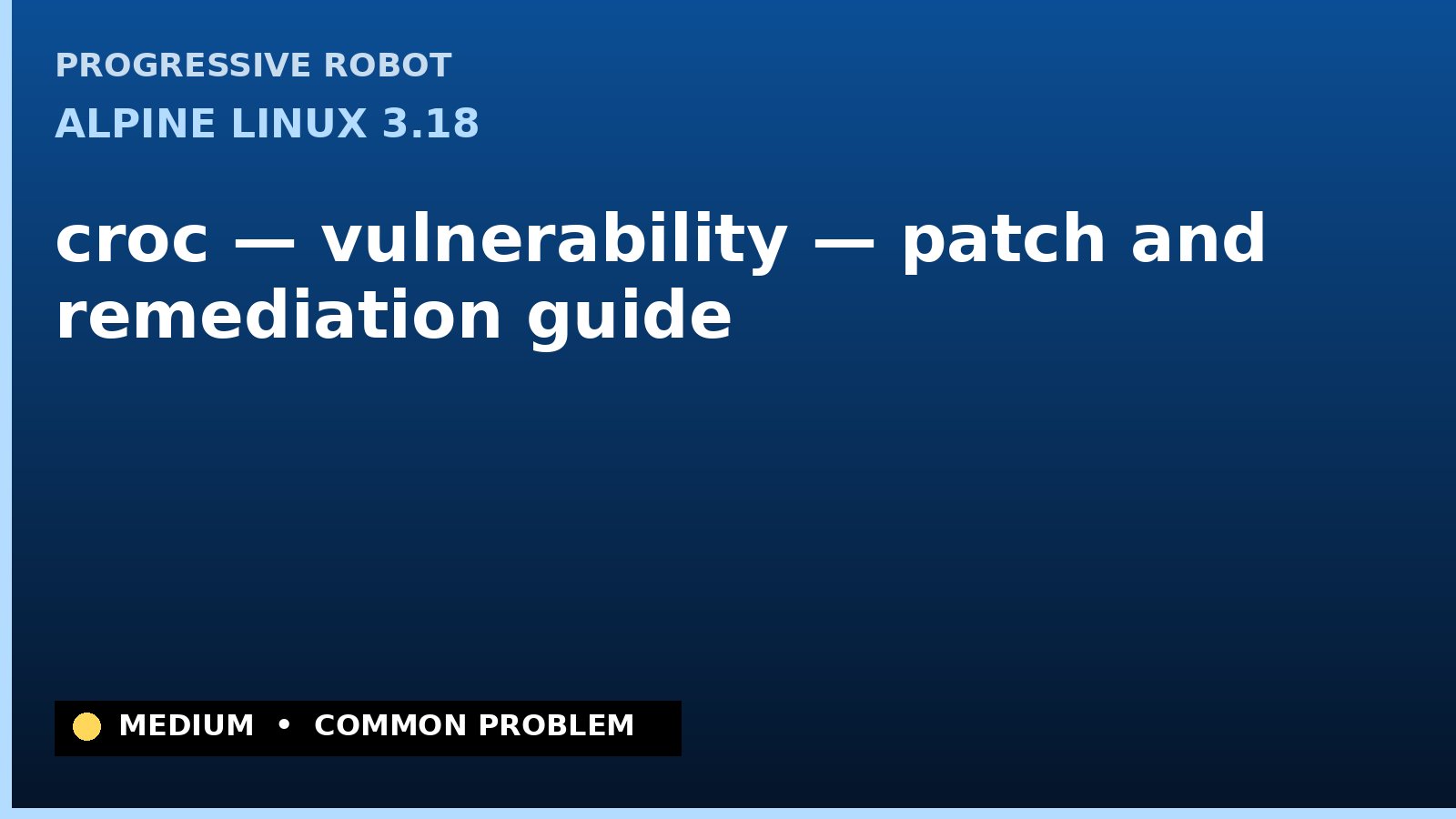 Alpine Linux 3.18 — croc — vulnerability — patch and remediation guide — diagnosis and fix on Alpine Linux 3.18