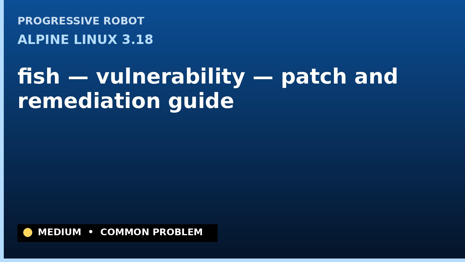 Alpine Linux 3.18 — fish — vulnerability — patch and remediation guide — diagnosis and fix on Alpine Linux 3.18