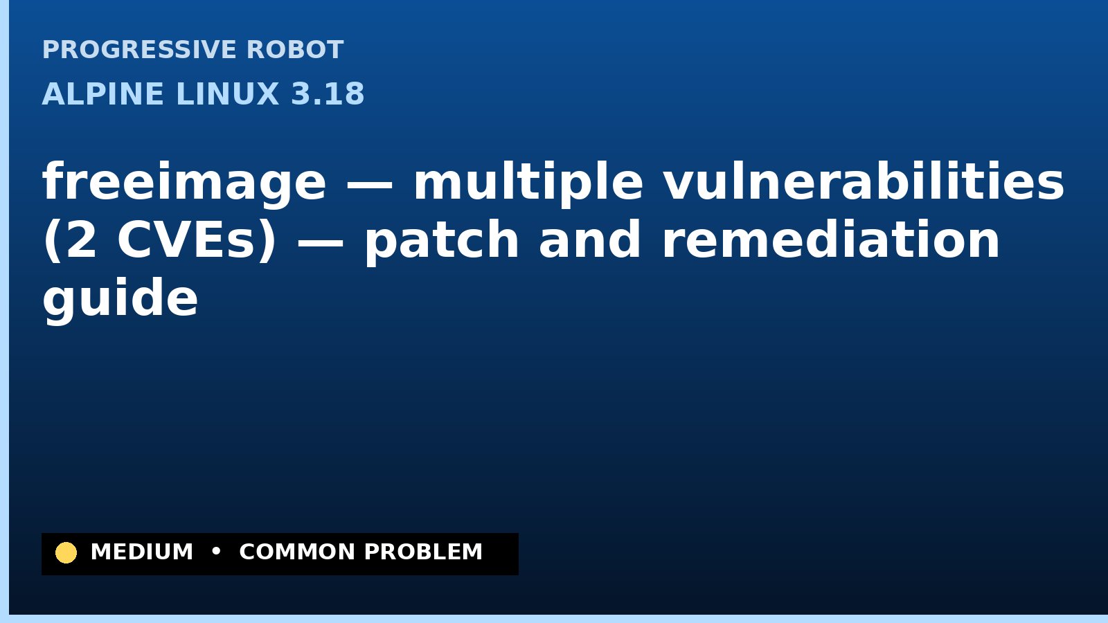 Alpine Linux 3.18 — freeimage — multiple vulnerabilities (2 CVEs) — patch and remediation guide — diagnosis and fix on Alpine Linux 3.18