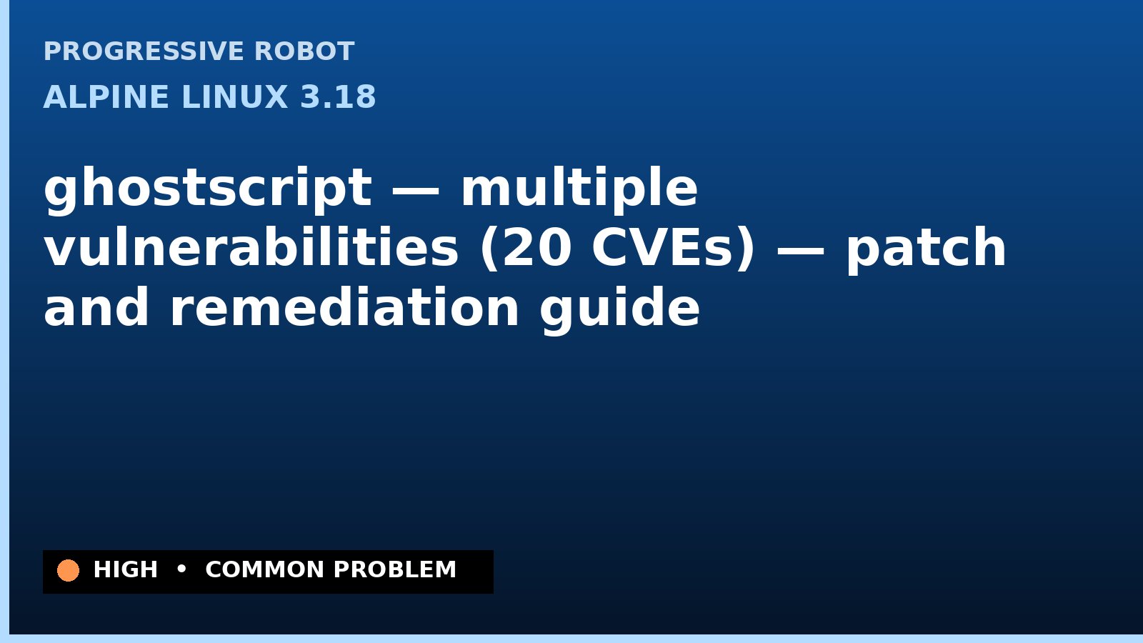 Alpine Linux 3.18 — ghostscript — multiple vulnerabilities (20 CVEs) — patch and remediation guide — diagnosis and fix on Alpine Linux 3.18