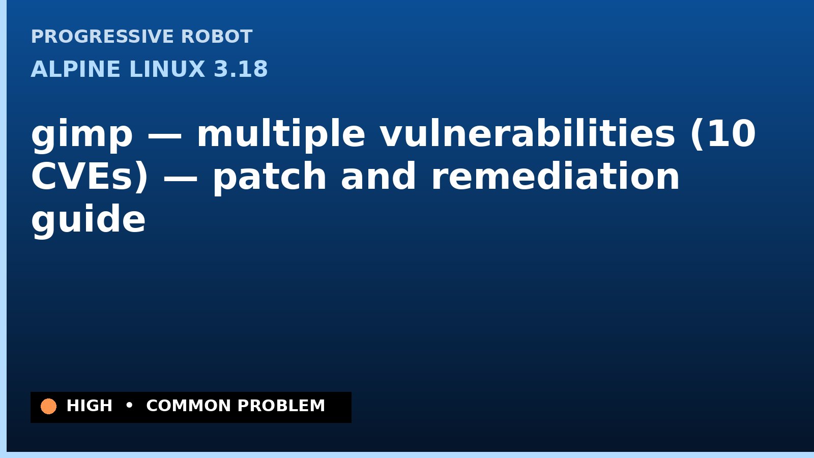 Alpine Linux 3.18 — gimp — multiple vulnerabilities (10 CVEs) — patch and remediation guide — diagnosis and fix on Alpine Linux 3.18