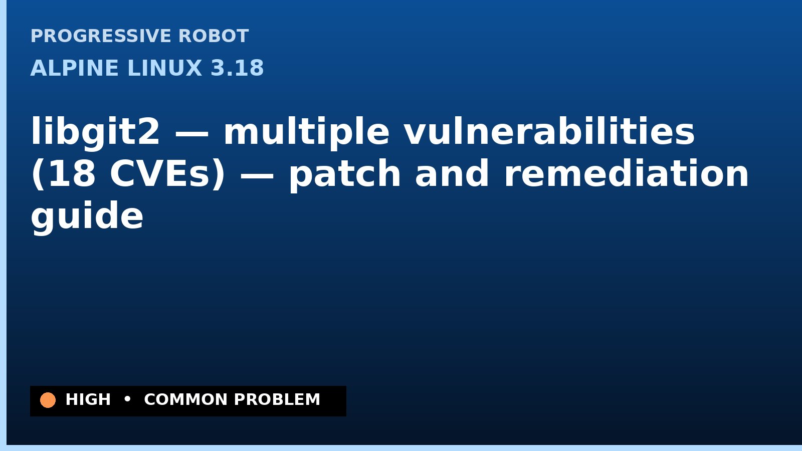 Alpine Linux 3.18 — libgit2 — multiple vulnerabilities (18 CVEs) — patch and remediation guide — diagnosis and fix on Alpine Linux 3.18