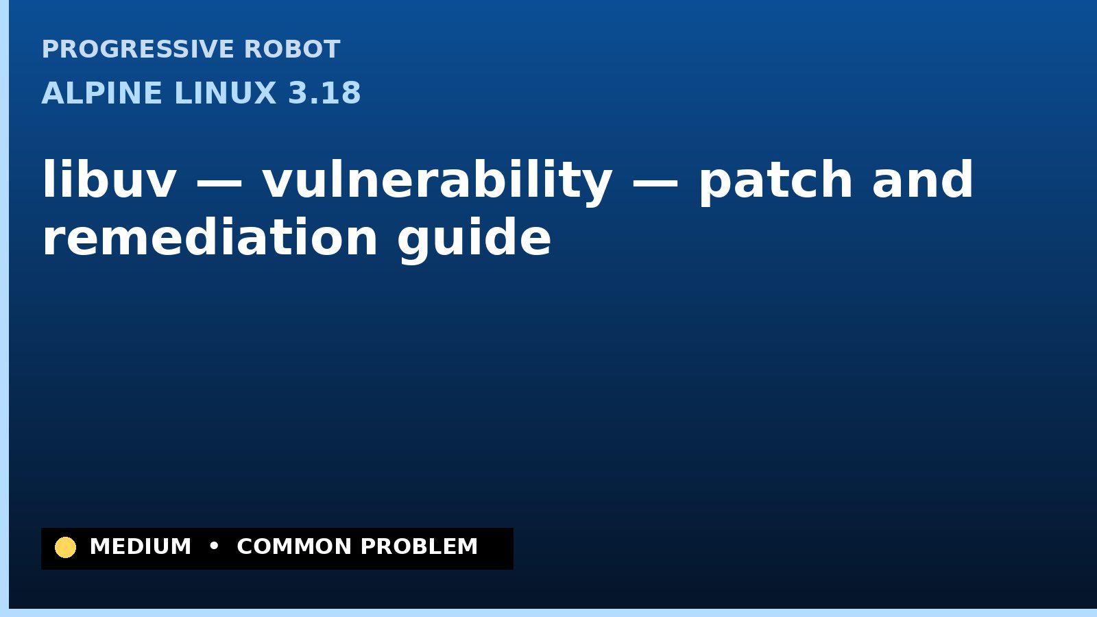 Alpine Linux 3.18 — libuv — vulnerability — patch and remediation guide — diagnosis and fix on Alpine Linux 3.18