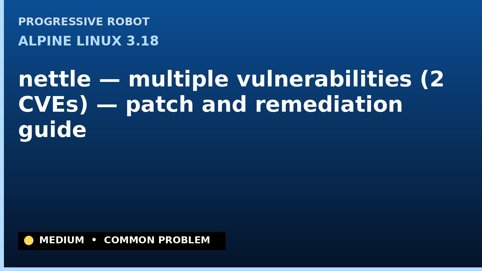Alpine Linux 3.18 — nettle — multiple vulnerabilities (2 CVEs) — patch and remediation guide — diagnosis and fix on Alpine Linux 3.18
