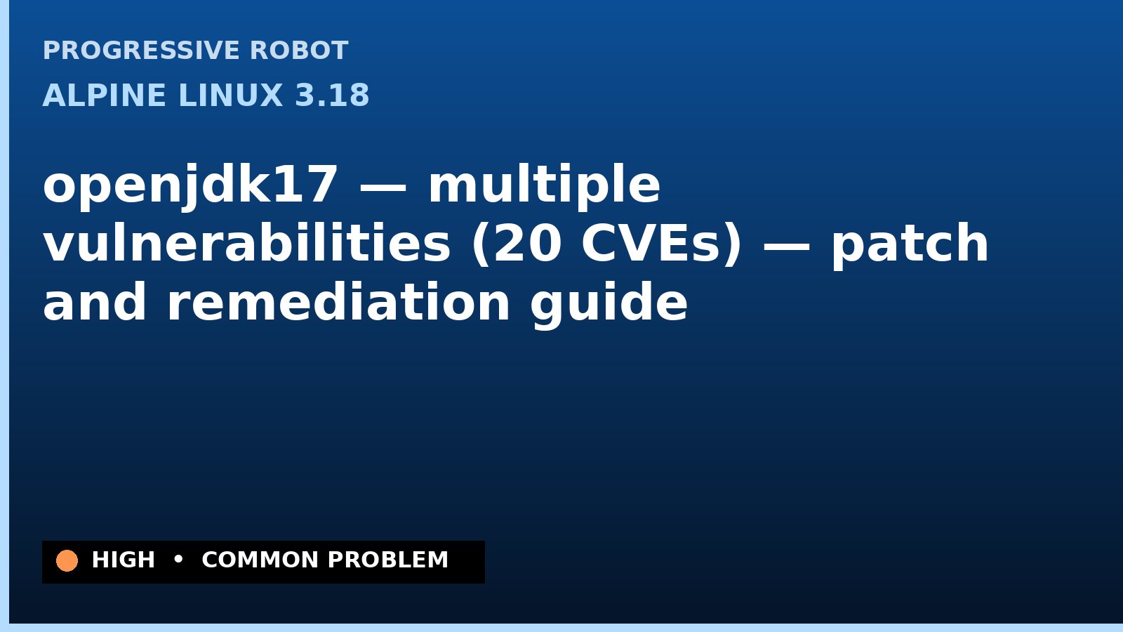 Alpine Linux 3.18 — openjdk17 — multiple vulnerabilities (20 CVEs) — patch and remediation guide — diagnosis and fix on Alpine Linux 3.18