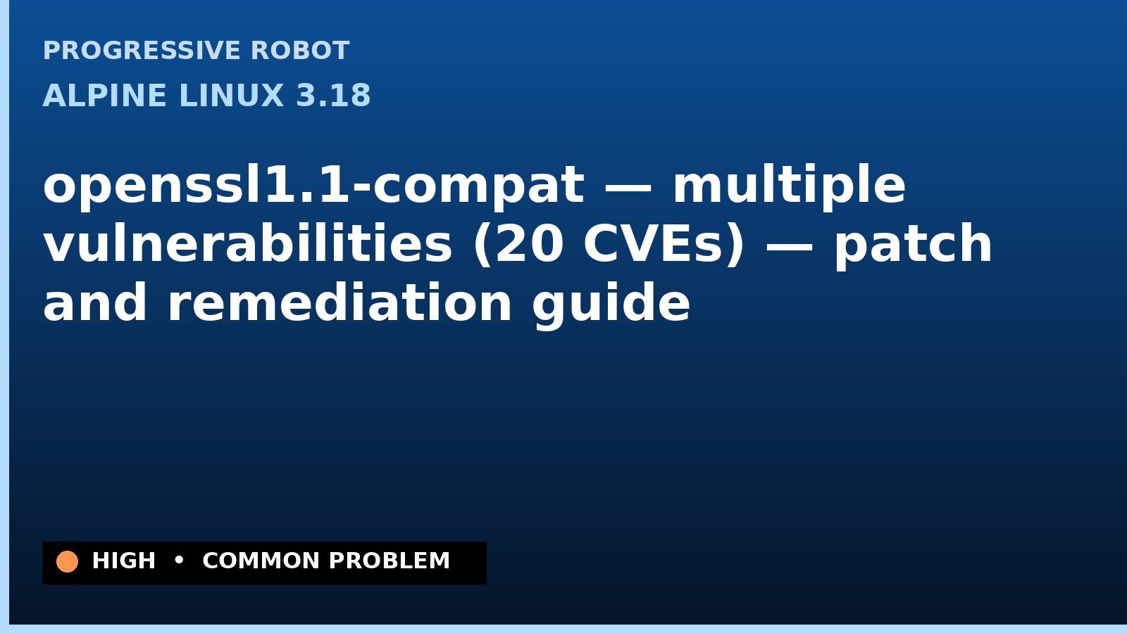 Alpine Linux 3.18 — openssl1.1-compat — multiple vulnerabilities (20 CVEs) — patch and remediation guide — diagnosis and fix on Alpine Linux 3.18