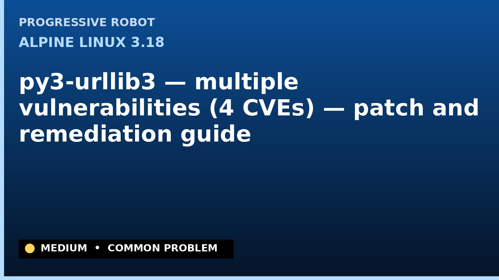 Alpine Linux 3.18 — py3-urllib3 — multiple vulnerabilities (4 CVEs) — patch and remediation guide — diagnosis and fix on Alpine Linux 3.18