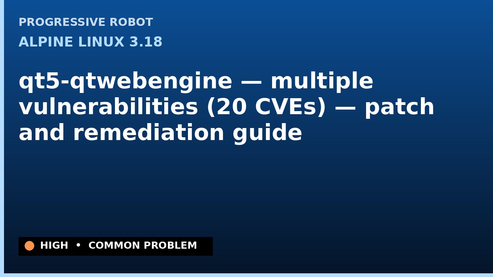 Alpine Linux 3.18 — qt5-qtwebengine — multiple vulnerabilities (20 CVEs) — patch and remediation guide — diagnosis and fix on Alpine Linux 3.18