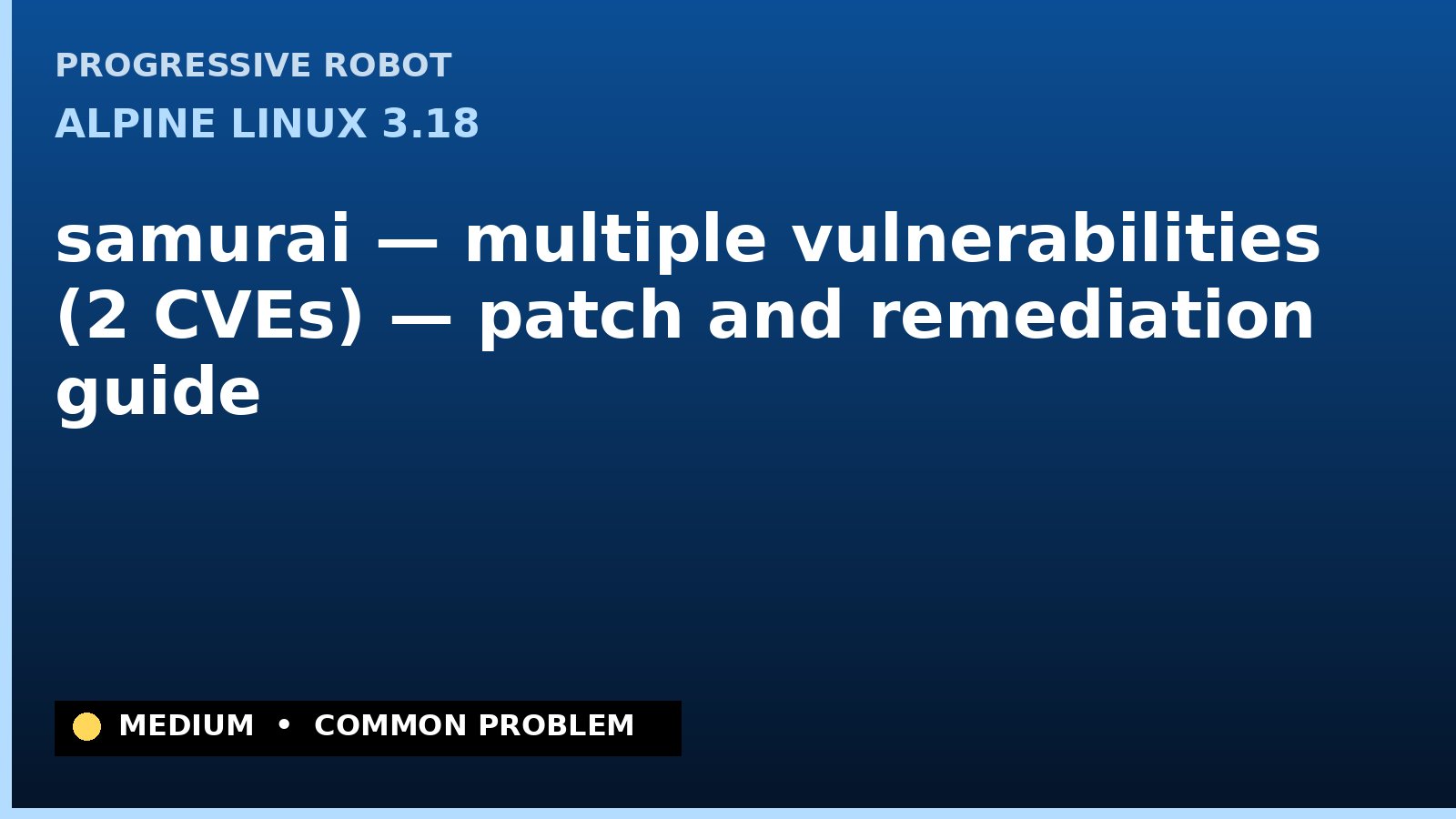 Alpine Linux 3.18 — samurai — multiple vulnerabilities (2 CVEs) — patch and remediation guide — diagnosis and fix on Alpine Linux 3.18
