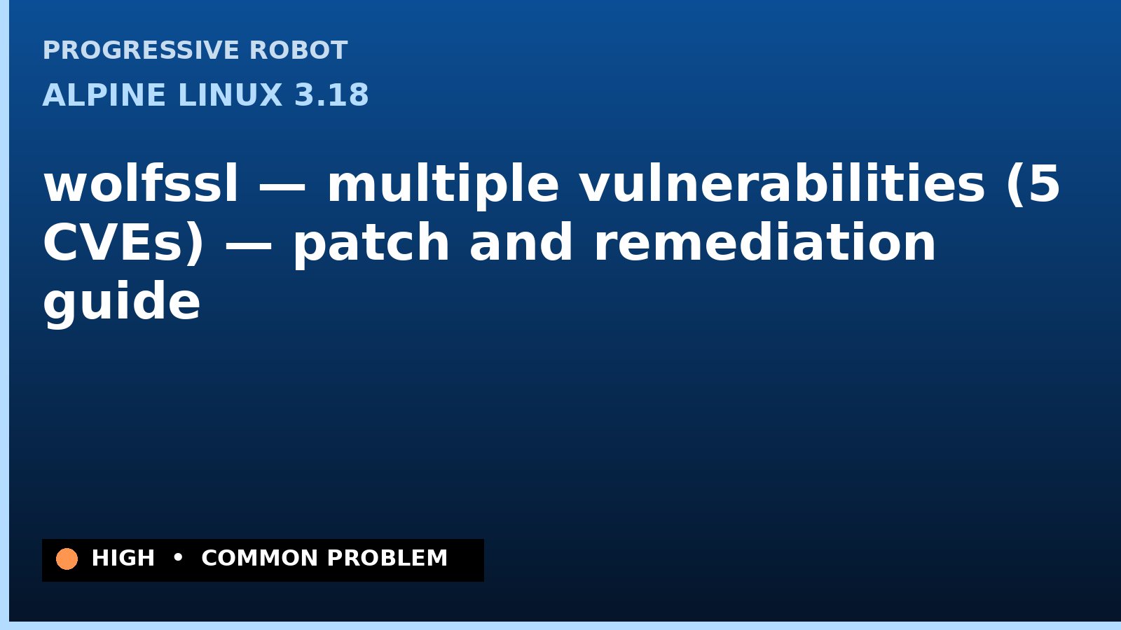 Alpine Linux 3.18 — wolfssl — multiple vulnerabilities (5 CVEs) — patch and remediation guide — diagnosis and fix on Alpine Linux 3.18