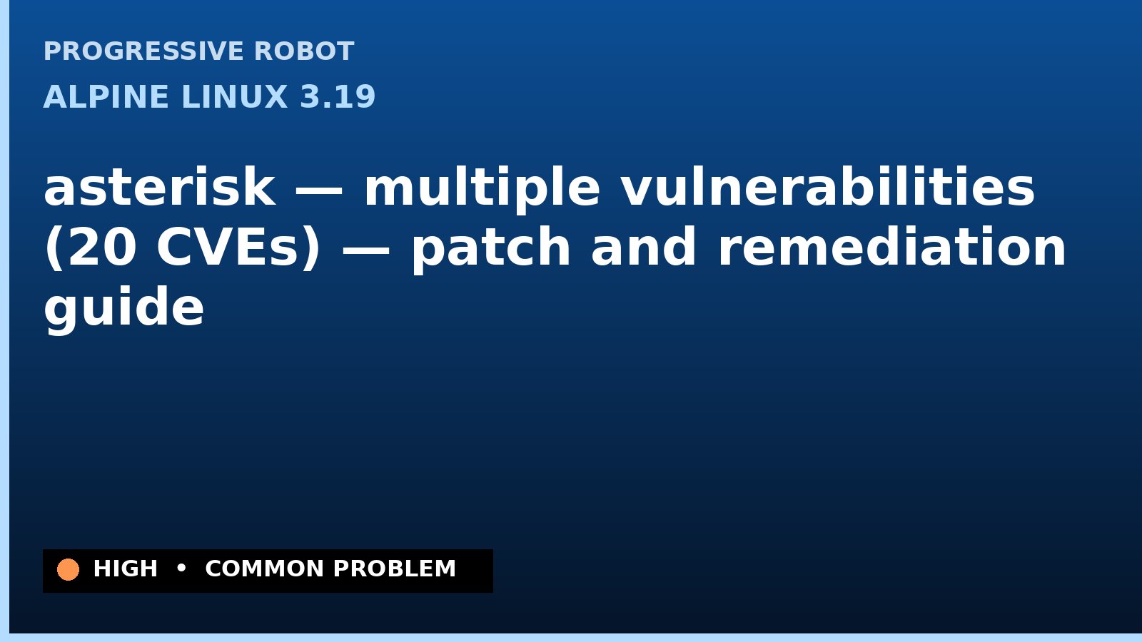 Alpine Linux 3.19 — asterisk — multiple vulnerabilities (20 CVEs) — patch and remediation guide — diagnosis and fix on Alpine Linux 3.19