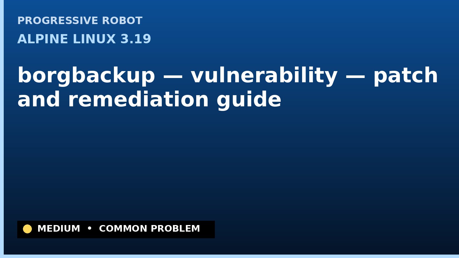 Alpine Linux 3.19 — borgbackup — vulnerability — patch and remediation guide — diagnosis and fix on Alpine Linux 3.19