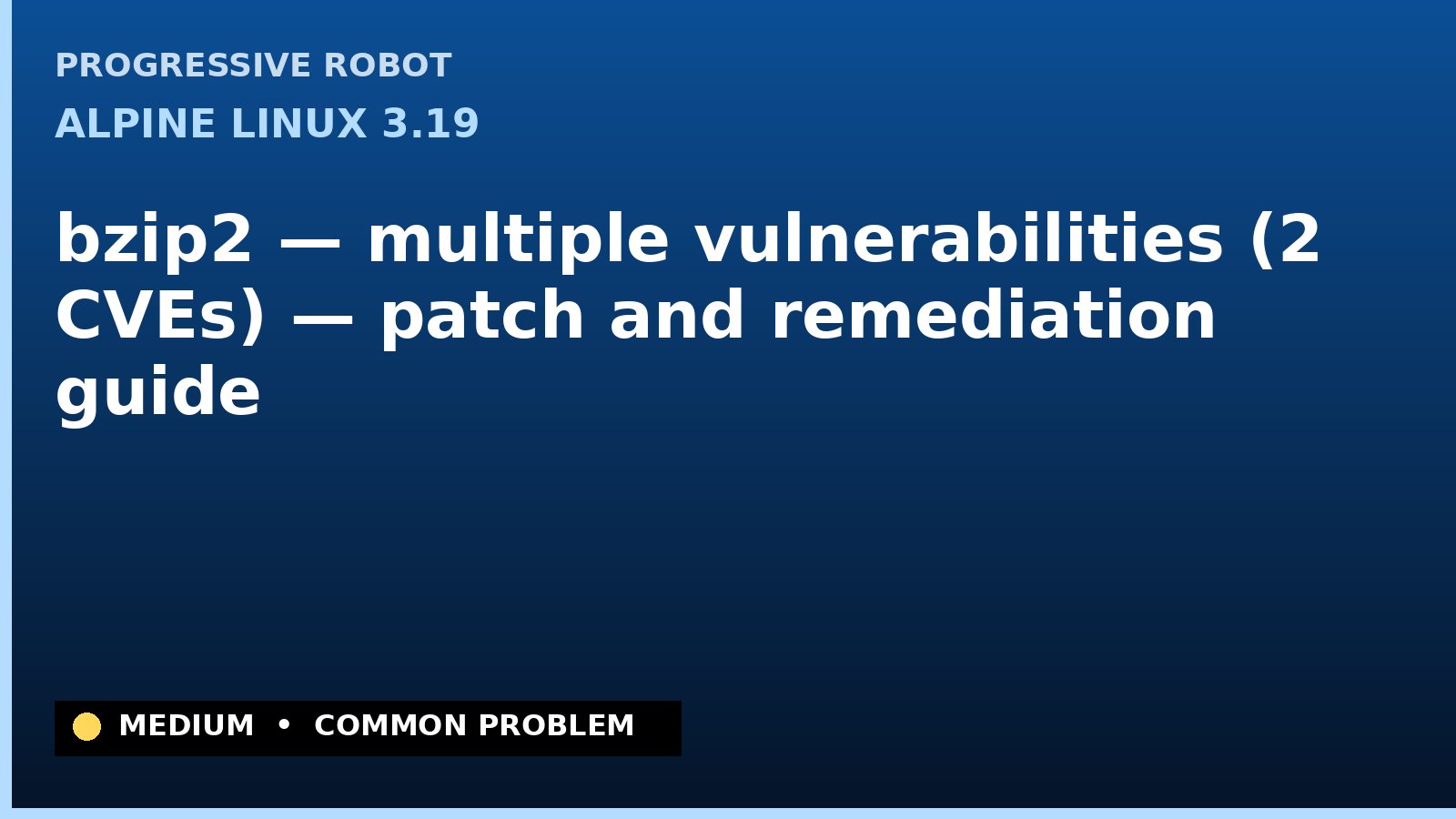 Alpine Linux 3.19 — bzip2 — multiple vulnerabilities (2 CVEs) — patch and remediation guide — diagnosis and fix on Alpine Linux 3.19