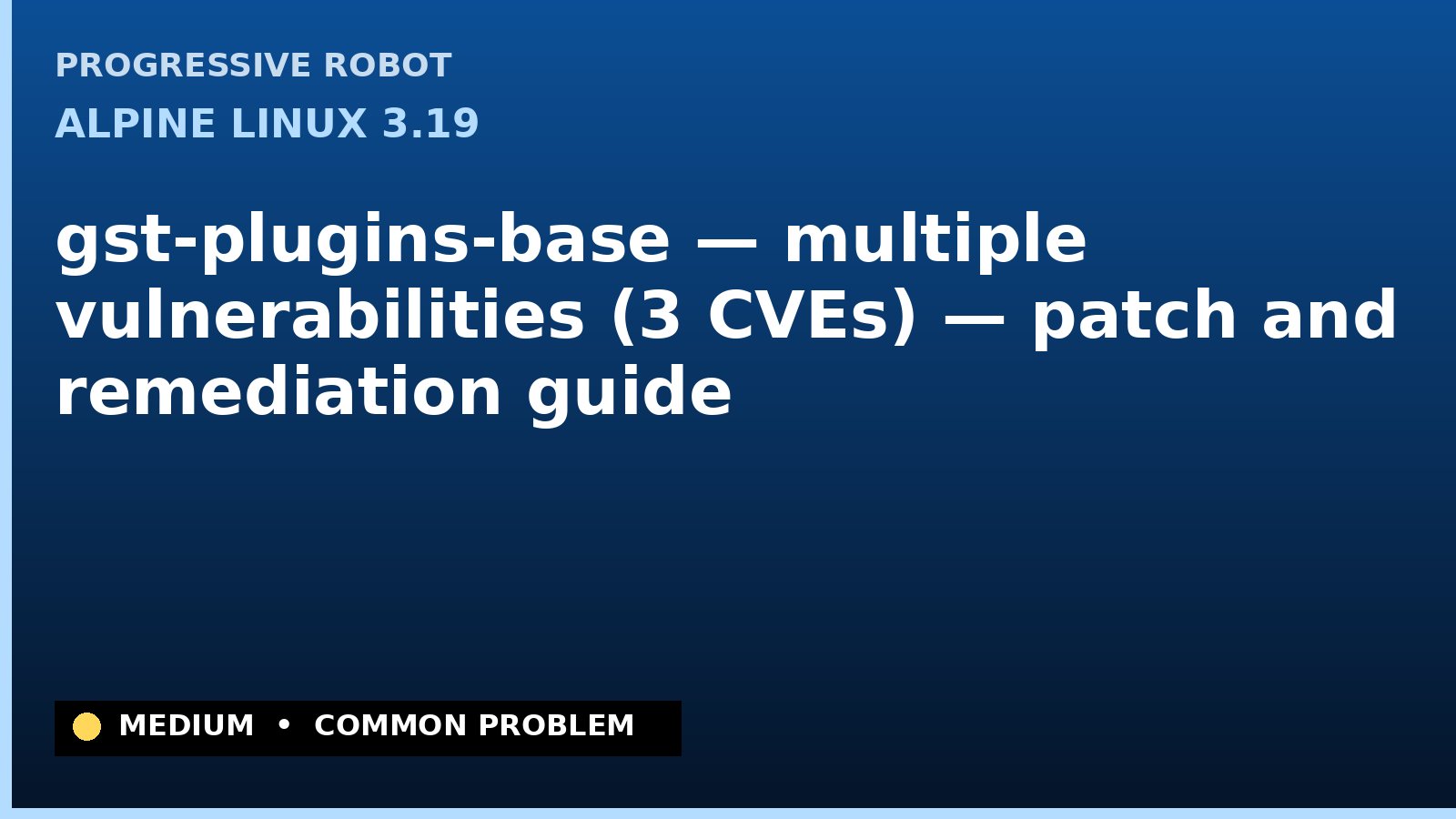 Alpine Linux 3.19 — gst-plugins-base — multiple vulnerabilities (3 CVEs) — patch and remediation guide — diagnosis and fix on Alpine Linux 3.19