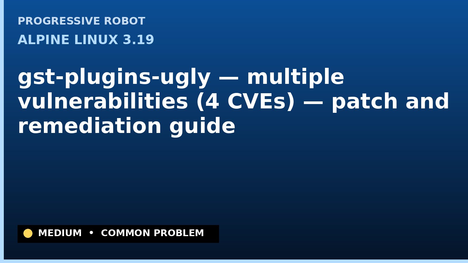 Alpine Linux 3.19 — gst-plugins-ugly — multiple vulnerabilities (4 CVEs) — patch and remediation guide — diagnosis and fix on Alpine Linux 3.19