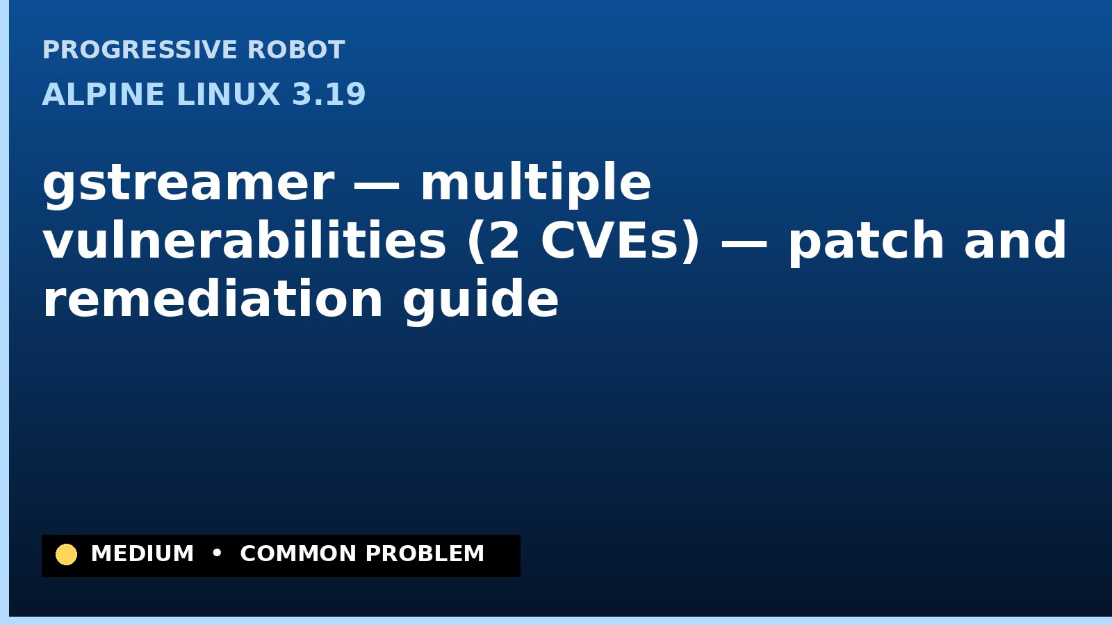 Alpine Linux 3.19 — gstreamer — multiple vulnerabilities (2 CVEs) — patch and remediation guide — diagnosis and fix on Alpine Linux 3.19