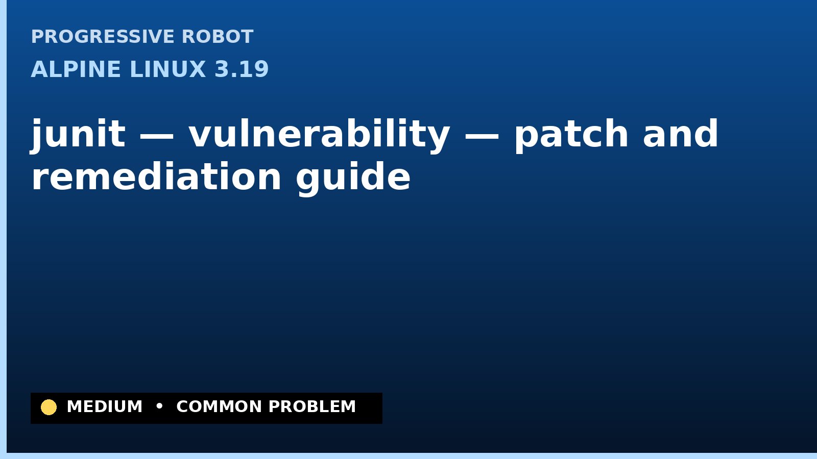 Alpine Linux 3.19 — junit — vulnerability — patch and remediation guide — diagnosis and fix on Alpine Linux 3.19