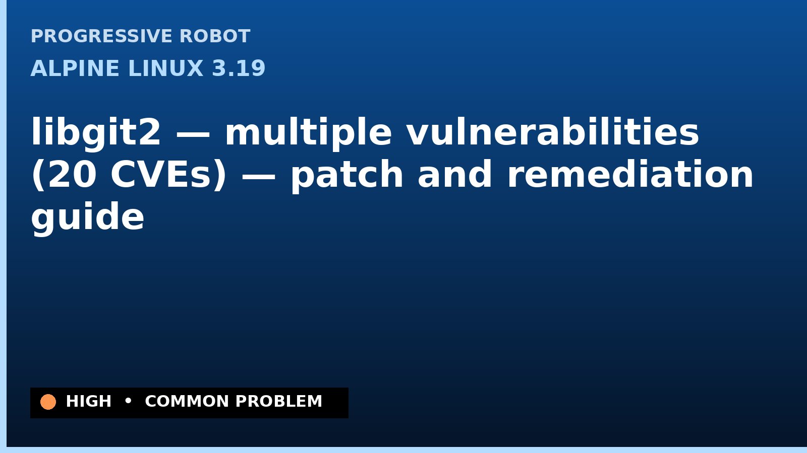 Alpine Linux 3.19 — libgit2 — multiple vulnerabilities (20 CVEs) — patch and remediation guide — diagnosis and fix on Alpine Linux 3.19
