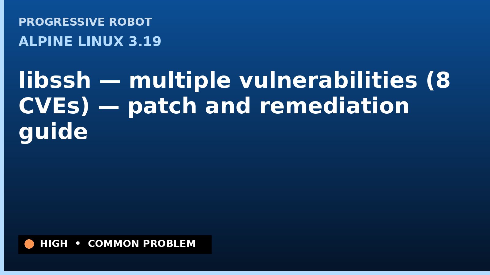 Alpine Linux 3.19 — libssh — multiple vulnerabilities (8 CVEs) — patch and remediation guide — diagnosis and fix on Alpine Linux 3.19