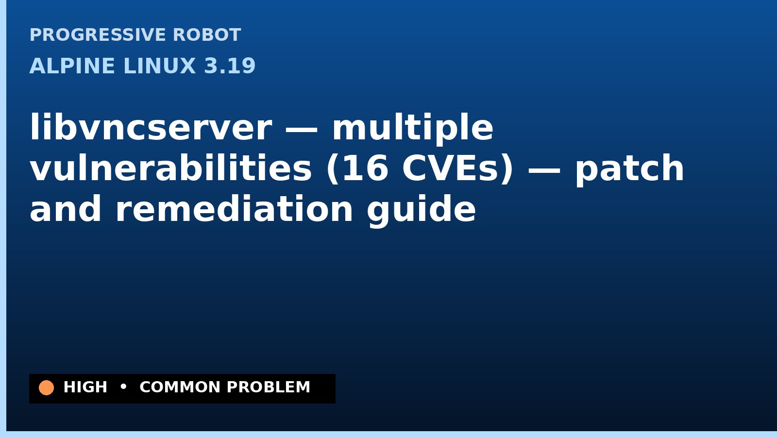 Alpine Linux 3.19 — libvncserver — multiple vulnerabilities (16 CVEs) — patch and remediation guide — diagnosis and fix on Alpine Linux 3.19
