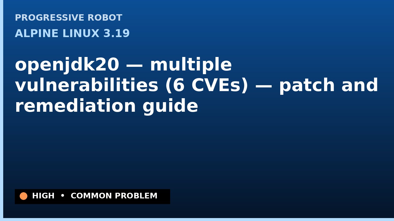Alpine Linux 3.19 — openjdk20 — multiple vulnerabilities (6 CVEs) — patch and remediation guide — diagnosis and fix on Alpine Linux 3.19