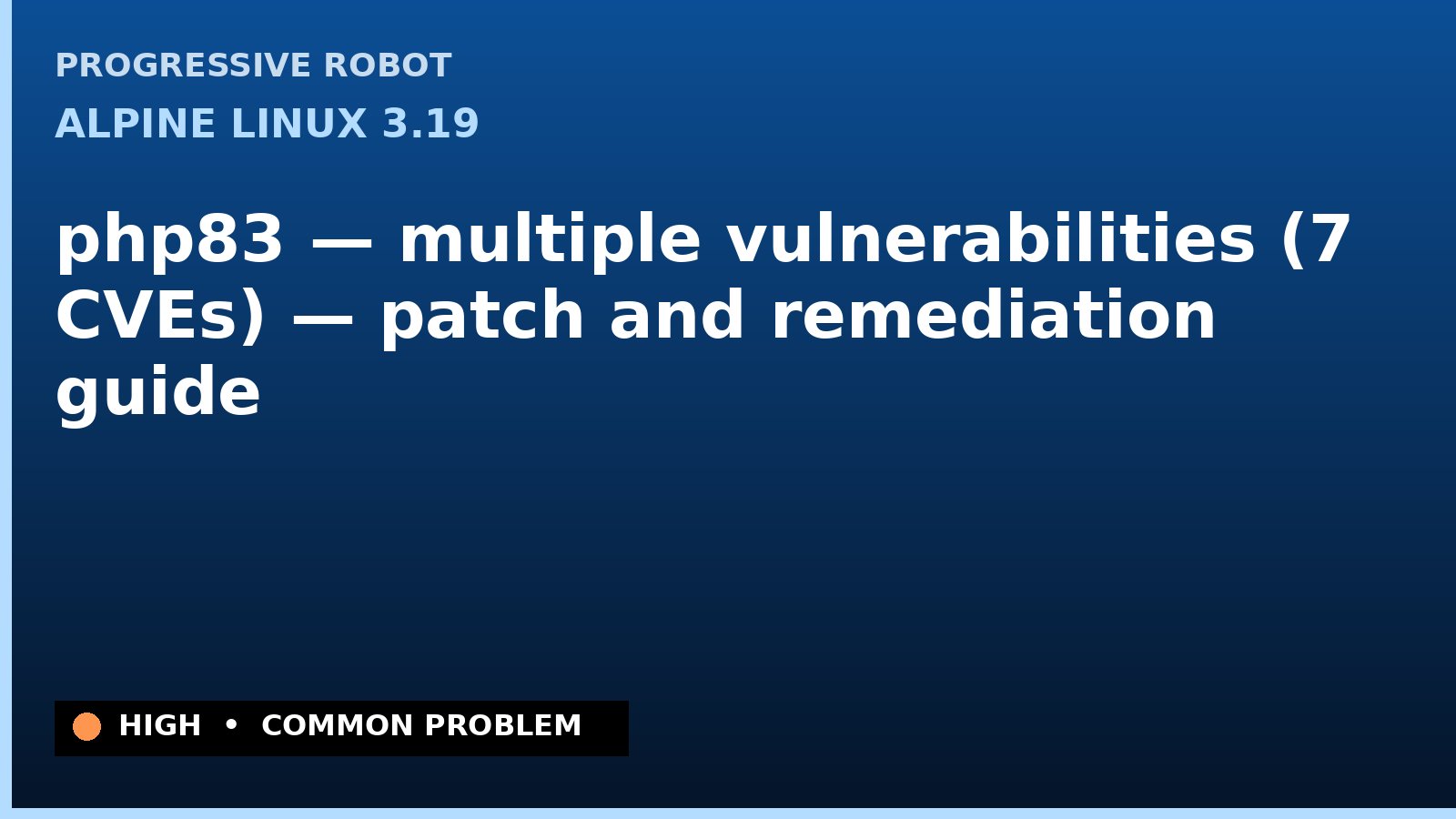 Alpine Linux 3.19 — php83 — multiple vulnerabilities (7 CVEs) — patch and remediation guide — diagnosis and fix on Alpine Linux 3.19