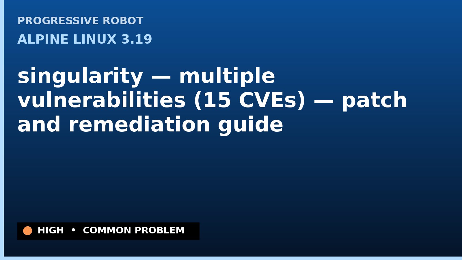 Alpine Linux 3.19 — singularity — multiple vulnerabilities (15 CVEs) — patch and remediation guide — diagnosis and fix on Alpine Linux 3.19