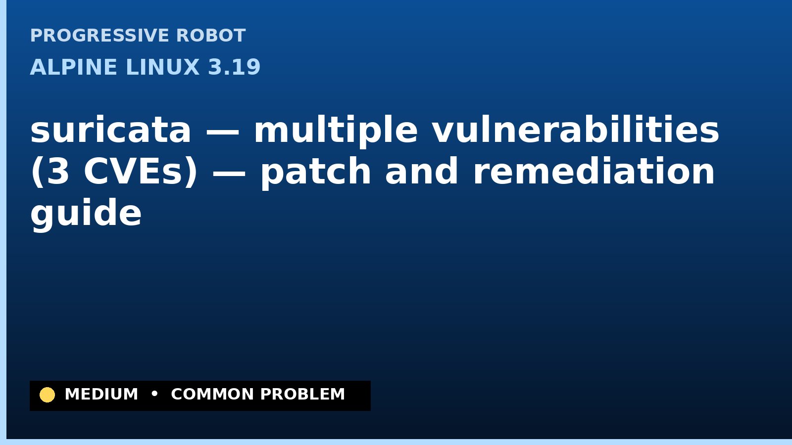 Alpine Linux 3.19 — suricata — multiple vulnerabilities (3 CVEs) — patch and remediation guide — diagnosis and fix on Alpine Linux 3.19