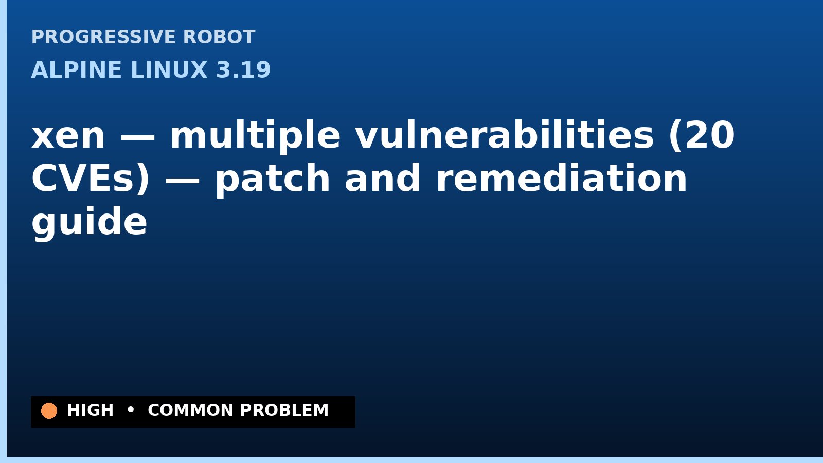 Alpine Linux 3.19 — xen — multiple vulnerabilities (20 CVEs) — patch and remediation guide — diagnosis and fix on Alpine Linux 3.19