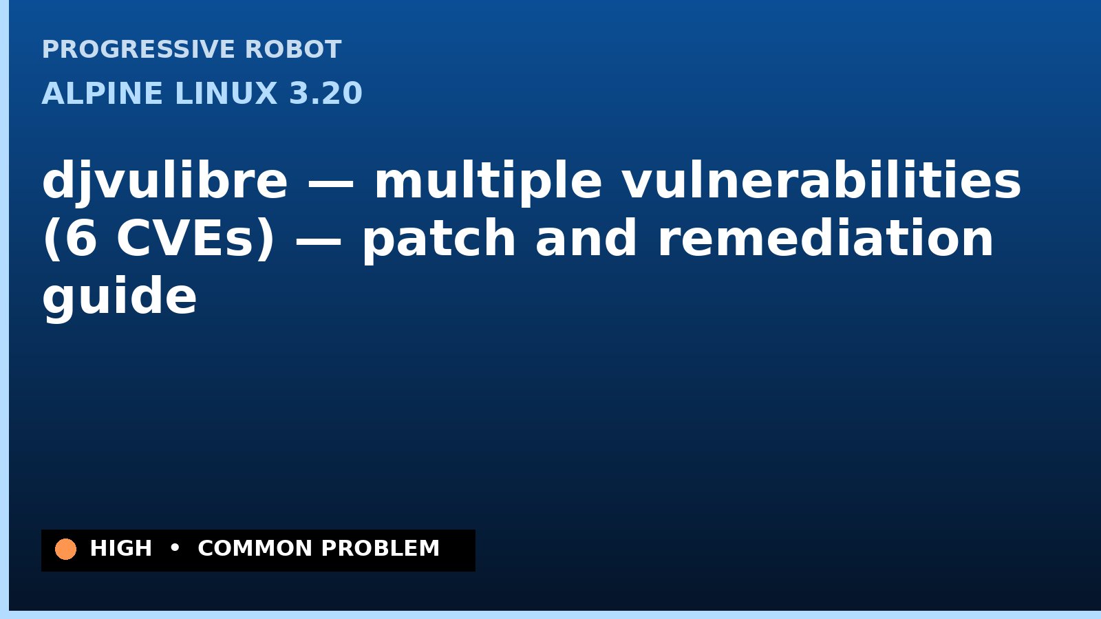 Alpine Linux 3.20 — djvulibre — multiple vulnerabilities (6 CVEs) — patch and remediation guide — diagnosis and fix on Alpine Linux 3.20