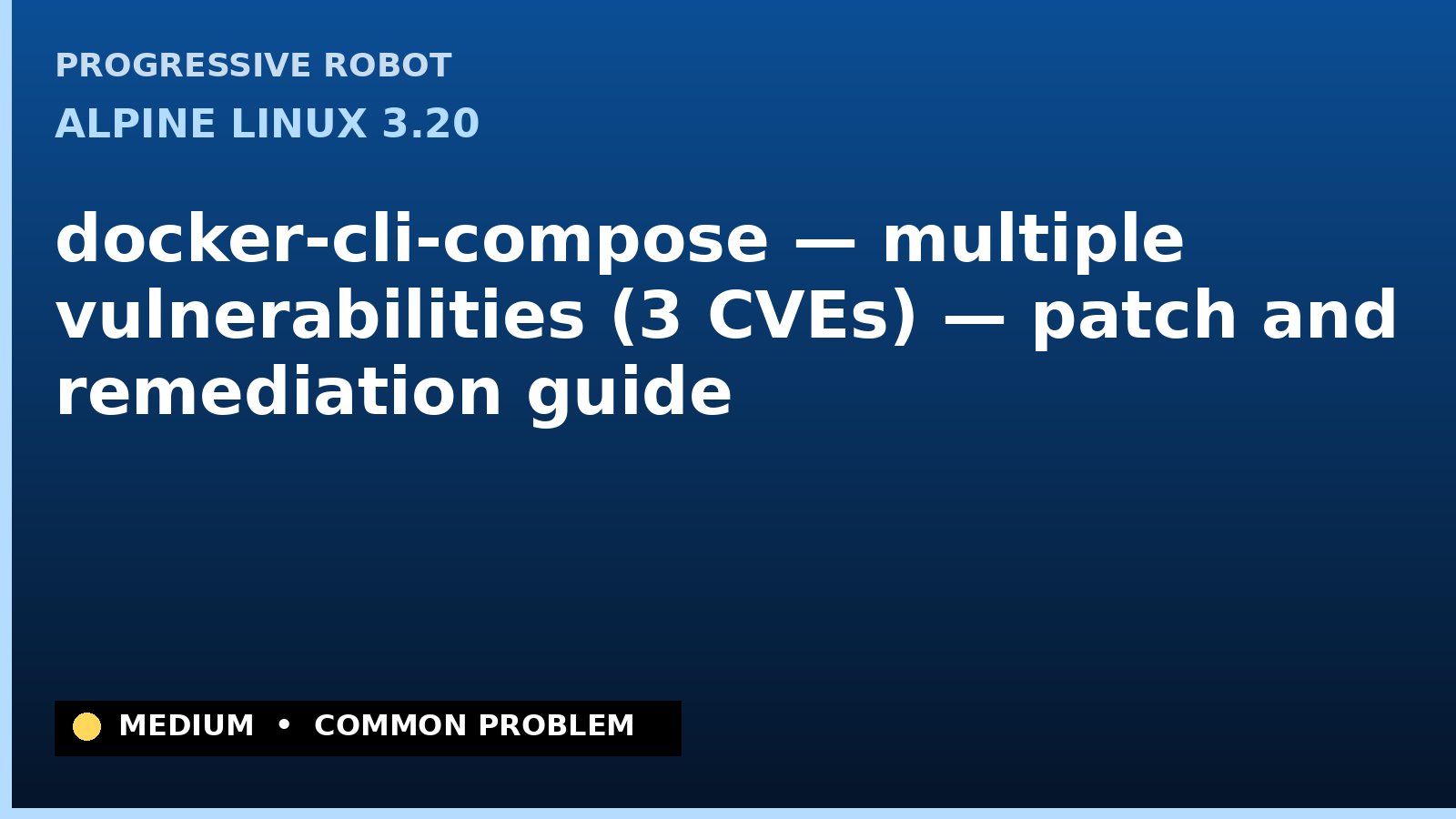 Alpine Linux 3.20 — docker-cli-compose — multiple vulnerabilities (3 CVEs) — patch and remediation guide — diagnosis and fix on Alpine Linux 3.20