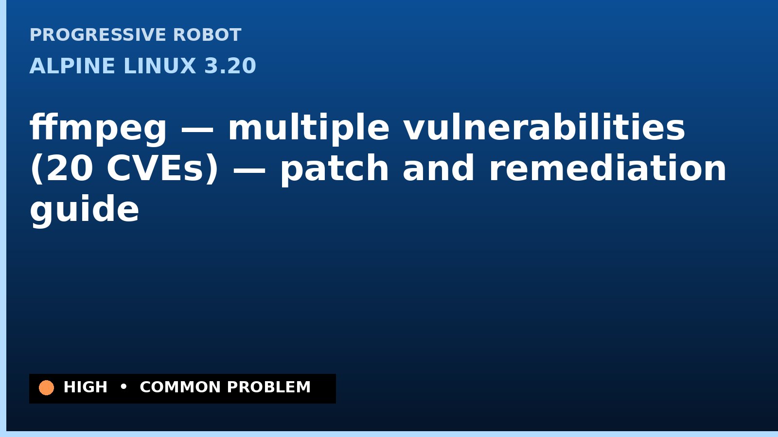 Alpine Linux 3.20 — ffmpeg — multiple vulnerabilities (20 CVEs) — patch and remediation guide — diagnosis and fix on Alpine Linux 3.20