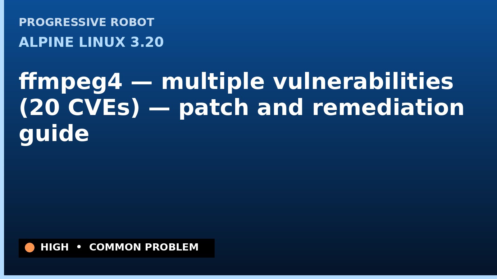 Alpine Linux 3.20 — ffmpeg4 — multiple vulnerabilities (20 CVEs) — patch and remediation guide — diagnosis and fix on Alpine Linux 3.20