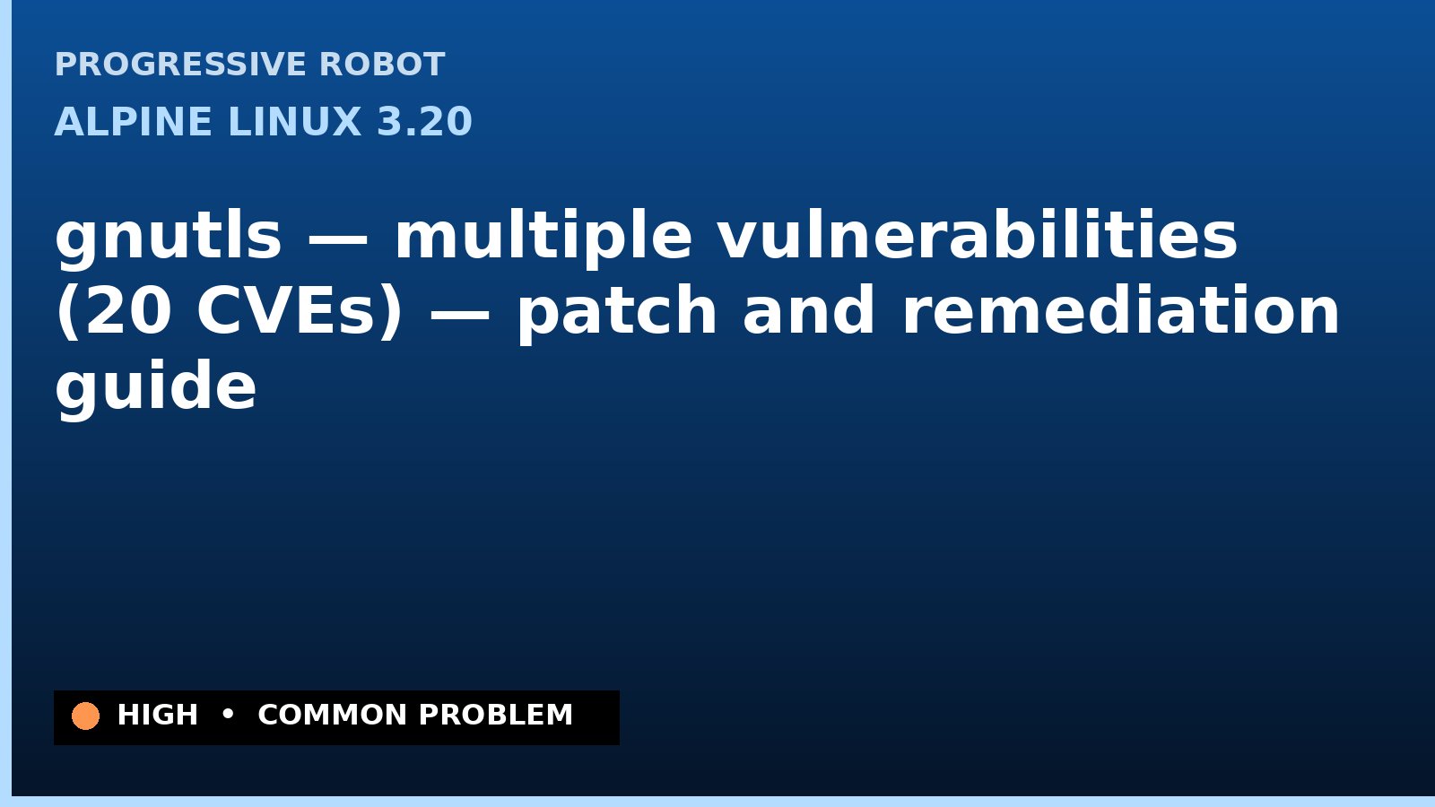 Alpine Linux 3.20 — gnutls — multiple vulnerabilities (20 CVEs) — patch and remediation guide — diagnosis and fix on Alpine Linux 3.20