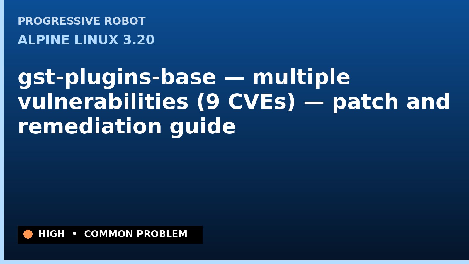 Alpine Linux 3.20 — gst-plugins-base — multiple vulnerabilities (9 CVEs) — patch and remediation guide — diagnosis and fix on Alpine Linux 3.20