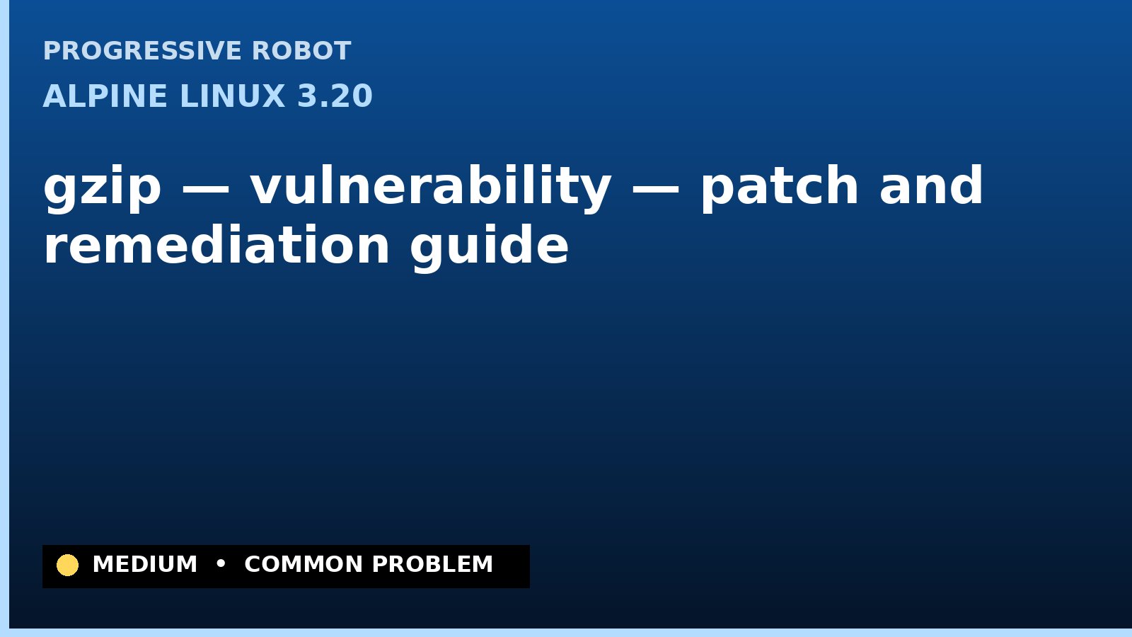 Alpine Linux 3.20 — gzip — vulnerability — patch and remediation guide — diagnosis and fix on Alpine Linux 3.20