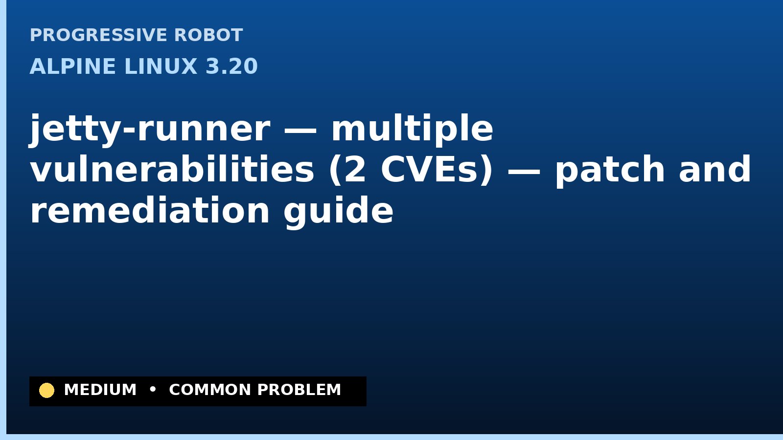 Alpine Linux 3.20 — jetty-runner — multiple vulnerabilities (2 CVEs) — patch and remediation guide — diagnosis and fix on Alpine Linux 3.20