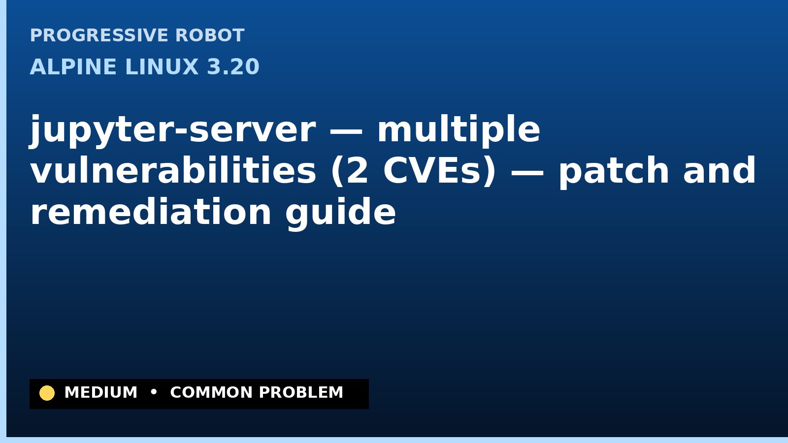 Alpine Linux 3.20 — jupyter-server — multiple vulnerabilities (2 CVEs) — patch and remediation guide — diagnosis and fix on Alpine Linux 3.20