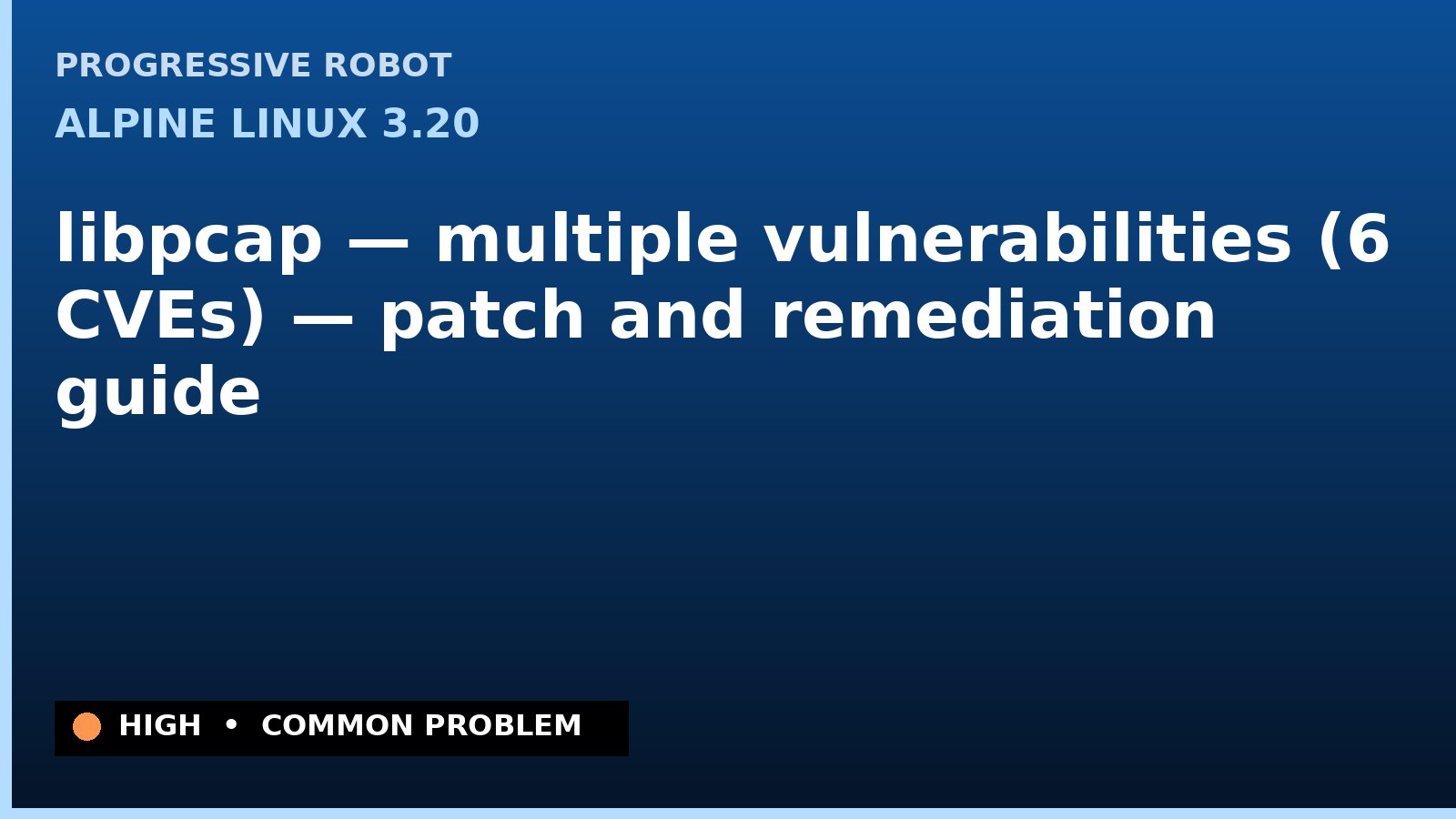 Alpine Linux 3.20 — libpcap — multiple vulnerabilities (6 CVEs) — patch and remediation guide — diagnosis and fix on Alpine Linux 3.20