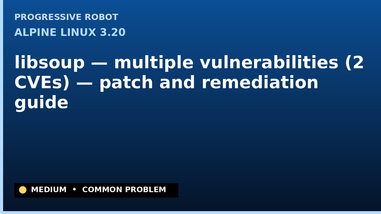 Alpine Linux 3.20 — libsoup — multiple vulnerabilities (2 CVEs) — patch and remediation guide — diagnosis and fix on Alpine Linux 3.20