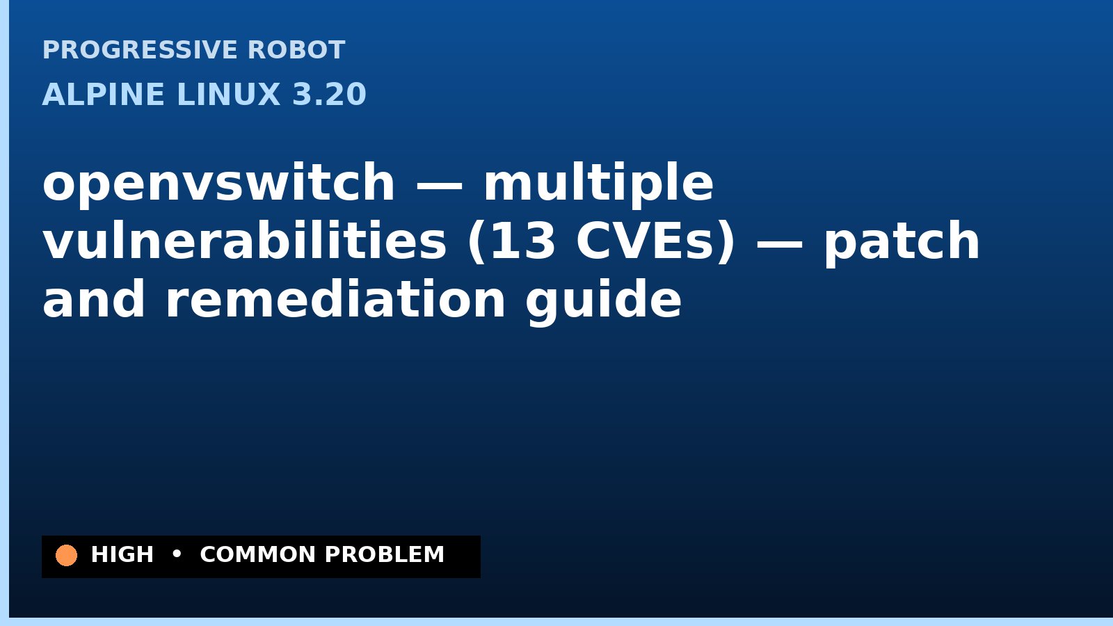 Alpine Linux 3.20 — openvswitch — multiple vulnerabilities (13 CVEs) — patch and remediation guide — diagnosis and fix on Alpine Linux 3.20
