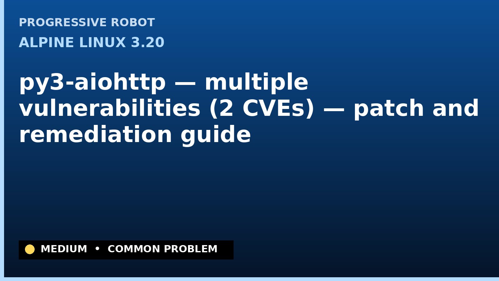 Alpine Linux 3.20 — py3-aiohttp — multiple vulnerabilities (2 CVEs) — patch and remediation guide — diagnosis and fix on Alpine Linux 3.20