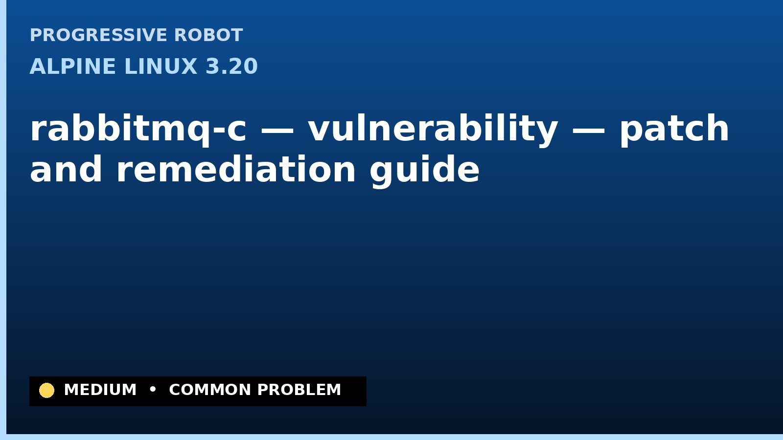 Alpine Linux 3.20 — rabbitmq-c — vulnerability — patch and remediation guide — diagnosis and fix on Alpine Linux 3.20