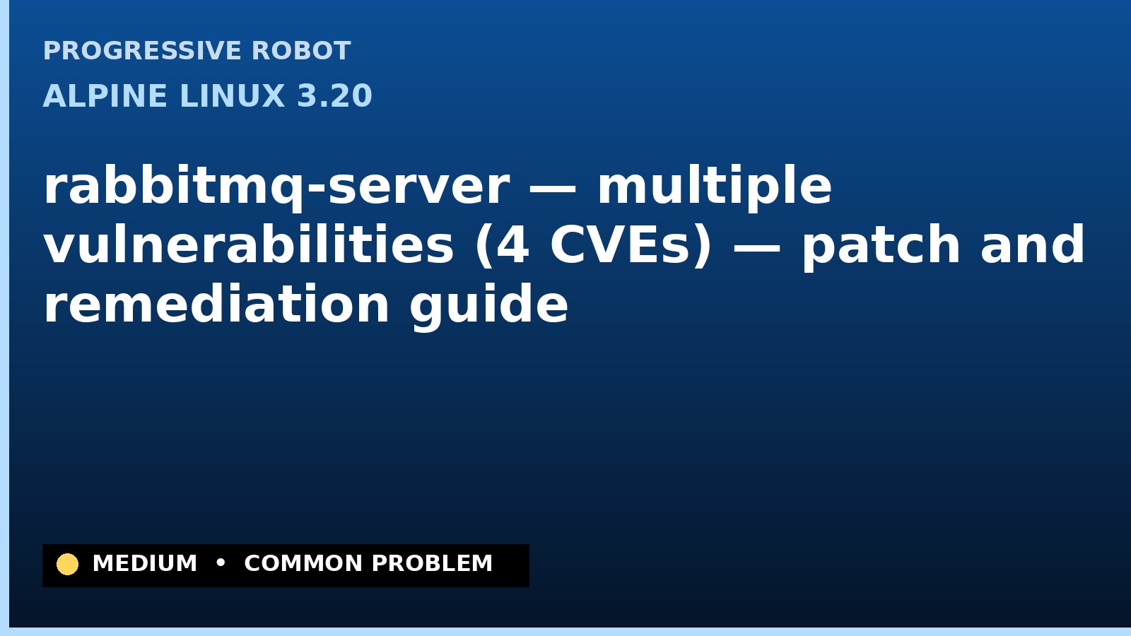Alpine Linux 3.20 — rabbitmq-server — multiple vulnerabilities (4 CVEs) — patch and remediation guide — diagnosis and fix on Alpine Linux 3.20